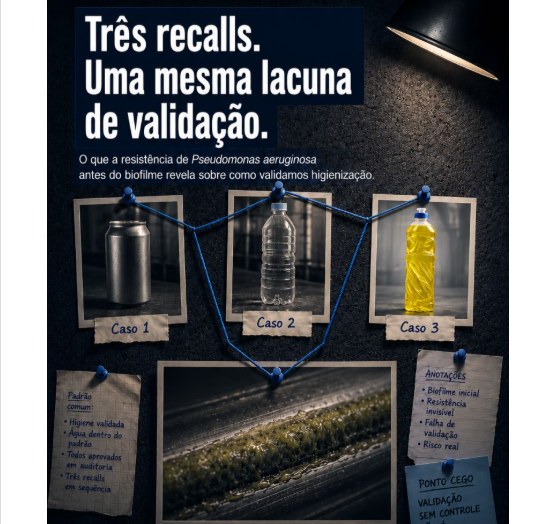 Três recalls, uma mesma lacuna de validação: lata, garrafa e embalagem amarela ligadas à mesma bactéria, Pseudomonas aeruginosa